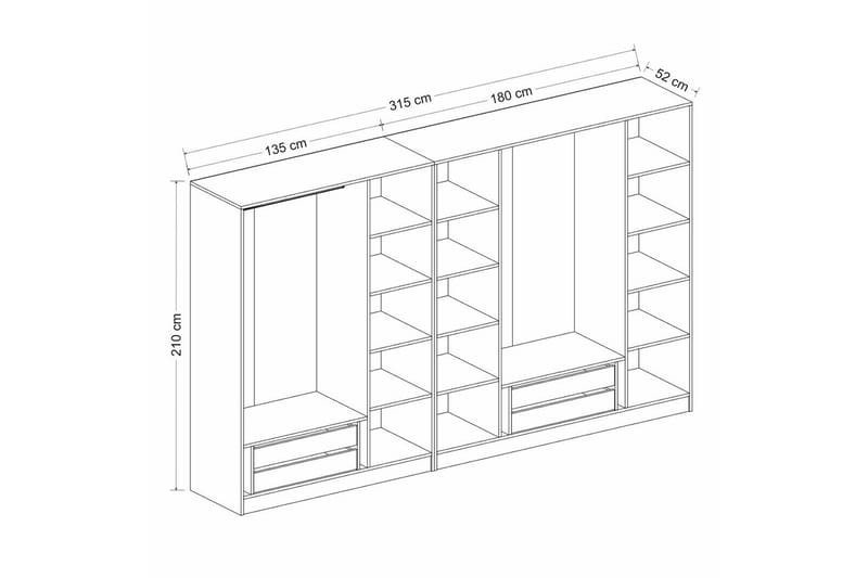 Poolburn Garderob 315 cm Antracit - Förvaring - Sko- & klädförvaring - Garderober & garderobssystem