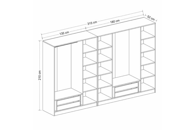 Poolburn Garderob 315 cm Antracit - Förvaring - Sko- & klädförvaring - Garderober & garderobssystem