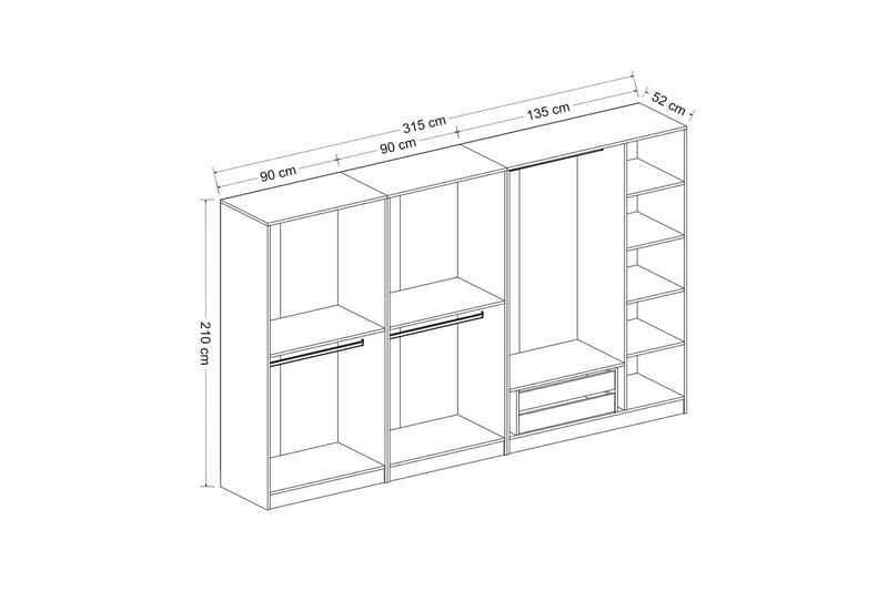 Poolburn Garderob 315 cm Antracit - Förvaring - Sko- & klädförvaring - Garderober & garderobssystem