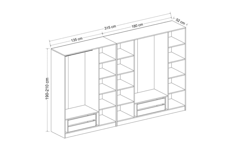 Poolburn Garderob 315 cm Ek - Förvaring - Sko- & klädförvaring - Garderober & garderobssystem