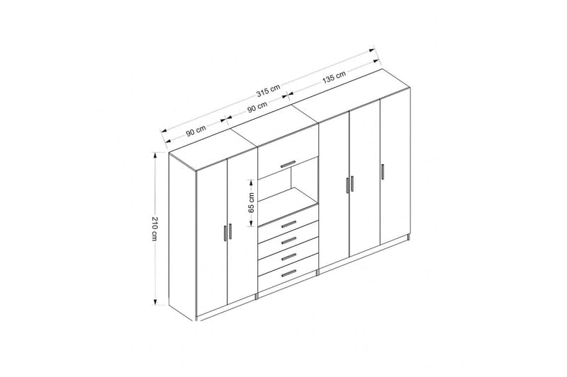 Poolburn Garderob 315 cm Vit - Förvaring - Sko- & klädförvaring - Garderober & garderobssystem