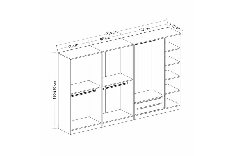 Poolburn Garderob 315 cm Vit - Förvaring - Sko- & klädförvaring - Garderober & garderobssystem