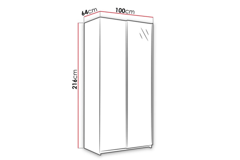 RICK Garderob 100x64x216 cm - Vit - Förvaring - Sko- & klädförvaring - Garderober & garderobssystem