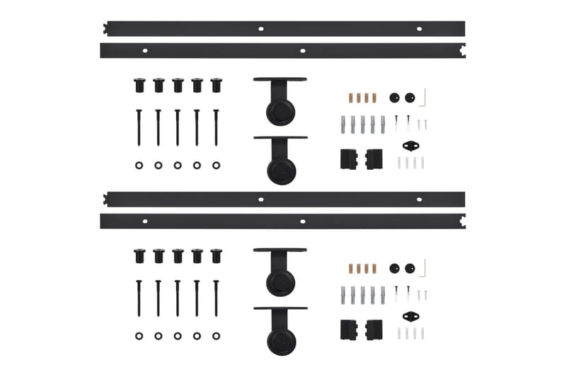 Skjutdörrsbeslag 2 st 200 cm stål svart - Svart - Förvaring - Sko- & klädförvaring - Garderober & garderobssystem