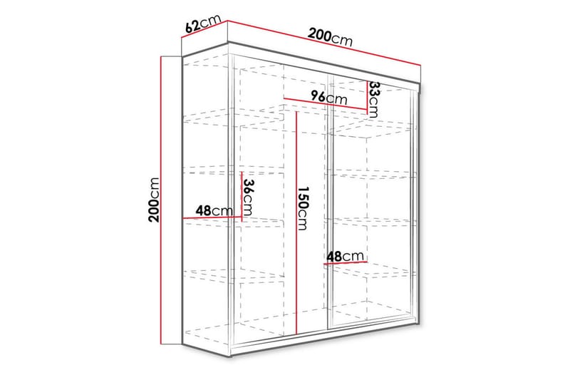 TOP Garderob 200x62x200 cm - Vit - Förvaring - Sko- & klädförvaring - Garderober & garderobssystem