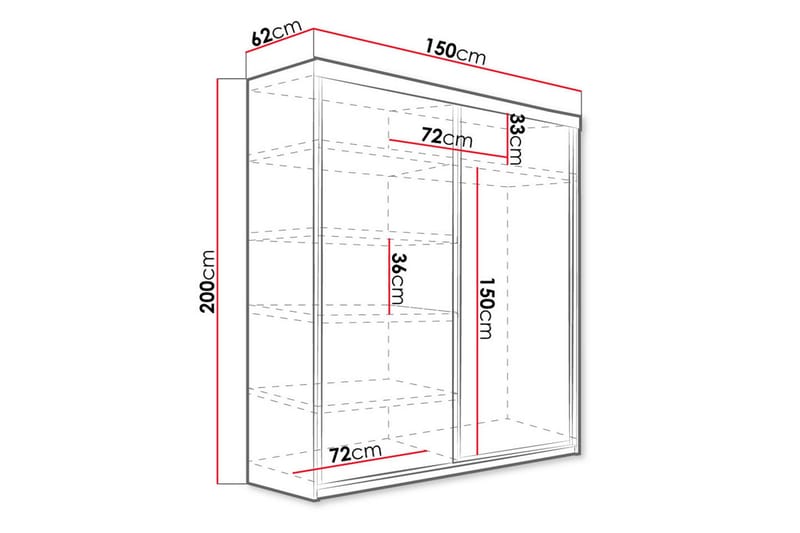 TOP Garderob 62x150 cm Ek - Ek - Förvaring - Sko- & klädförvaring - Garderober & garderobssystem