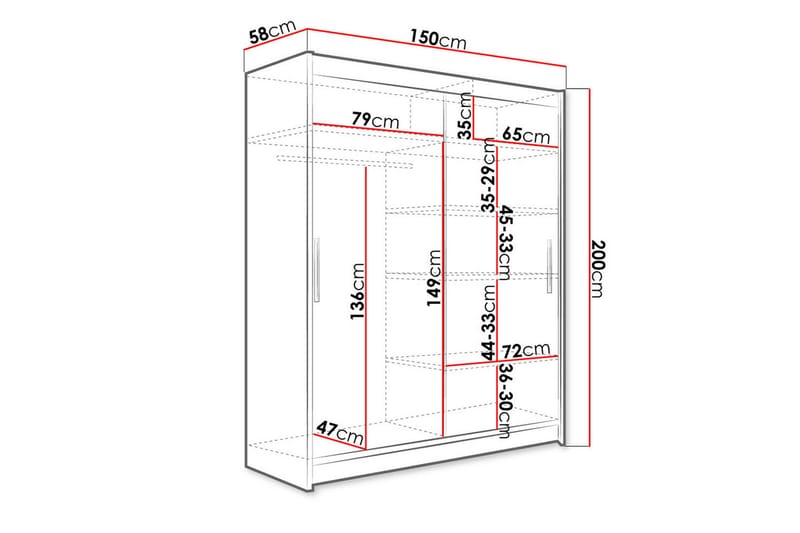 Westa Garderob 150x58x200 cm - Beige - Förvaring - Sko- & klädförvaring - Garderober & garderobssystem