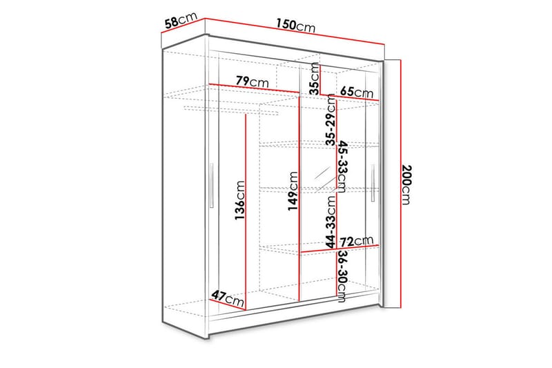 Westa Garderob 150x58x200 cm - Beige - Förvaring - Sko- & klädförvaring - Garderober & garderobssystem