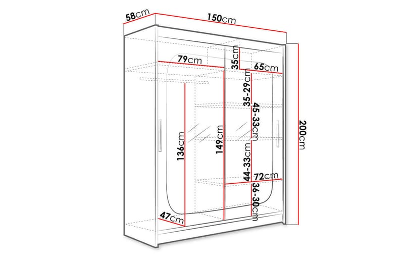 Westa Garderob 150x58x200 cm - Vit - Förvaring - Sko- & klädförvaring - Garderober & garderobssystem