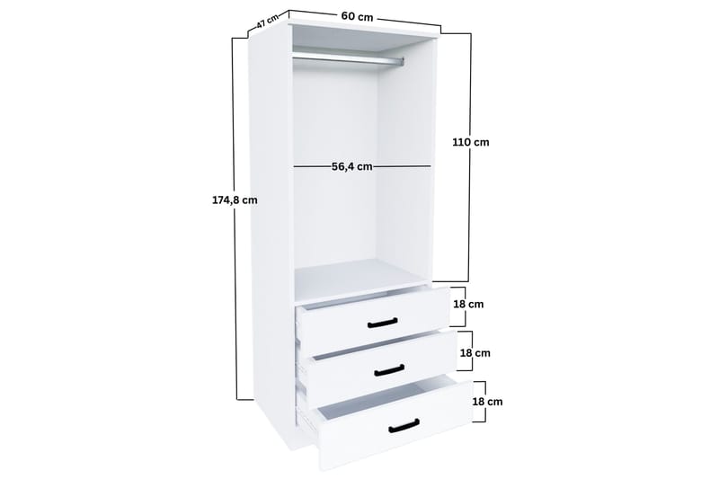 Haaken Garderob 60x174,8 cm Mattvit - Förvaring - Sko- & klädförvaring - Garderober & garderobssystem