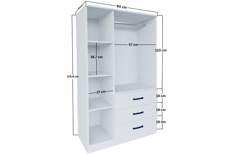 Haaken Garderob 90x174,8 cm Mattvit - Förvaring - Sko- & klädförvaring - Garderober & garderobssystem