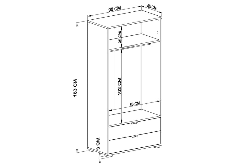 Hurst Garderob 90x183 cm Ljusbrun/Vit - Förvaring - Sko- & klädförvaring - Garderober & garderobssystem