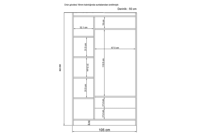 Inci Garderob 105x182 cm Vit - Förvaring - Sko- & klädförvaring - Garderober & garderobssystem