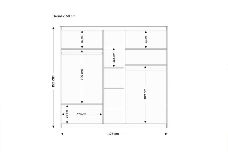 Inci Garderob 175x182 cm Vit - Förvaring - Sko- & klädförvaring - Garderober & garderobssystem