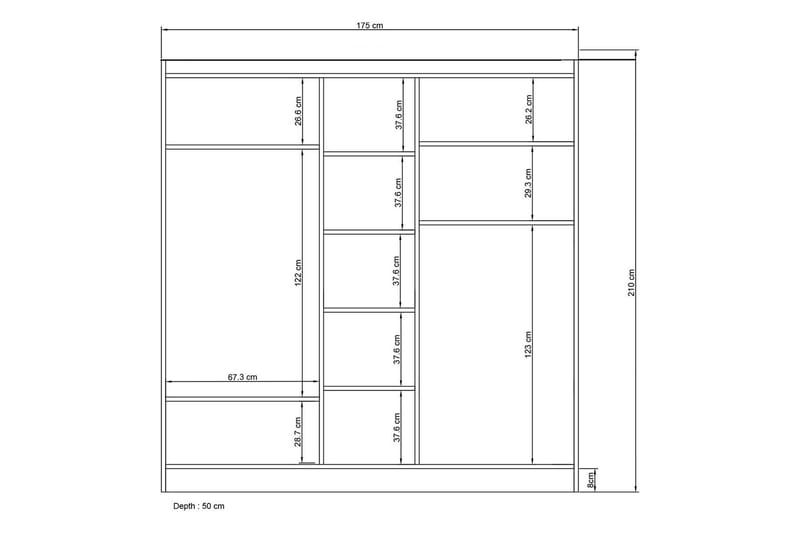 Inci Garderob 175x210 cm Vit - Förvaring - Sko- & klädförvaring - Garderober & garderobssystem