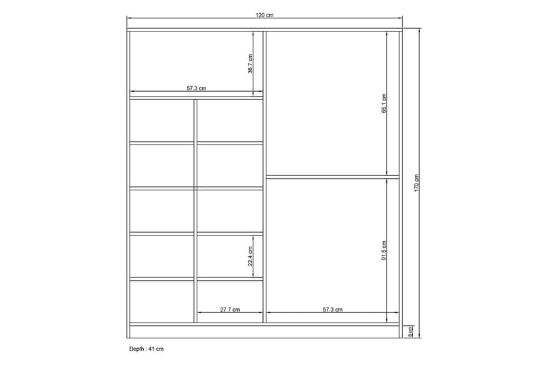 KASO Garderob 120x170 cm Vit - Förvaring - Sko- & klädförvaring - Garderober & garderobssystem