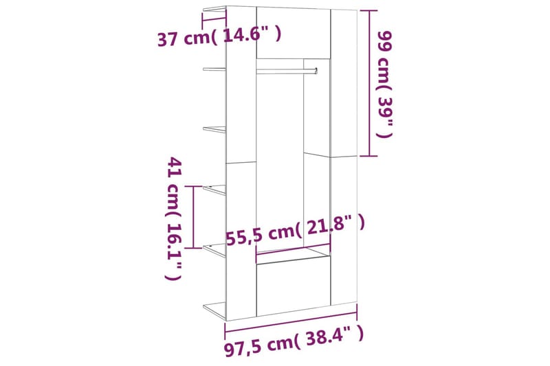 beBasic Hallskåp 2 st sonoma-ek konstruerat trä - Förvaring - Sko- & klädförvaring - Klädhängare - Klädställning
