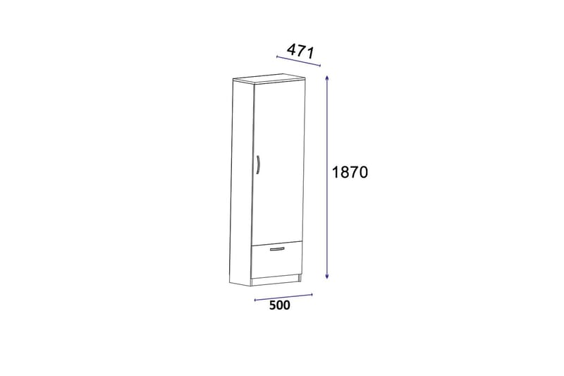 KLEOO Garderob 50x187 cm Antracit - Förvaring - Sko- & klädförvaring - Garderober & garderobssystem