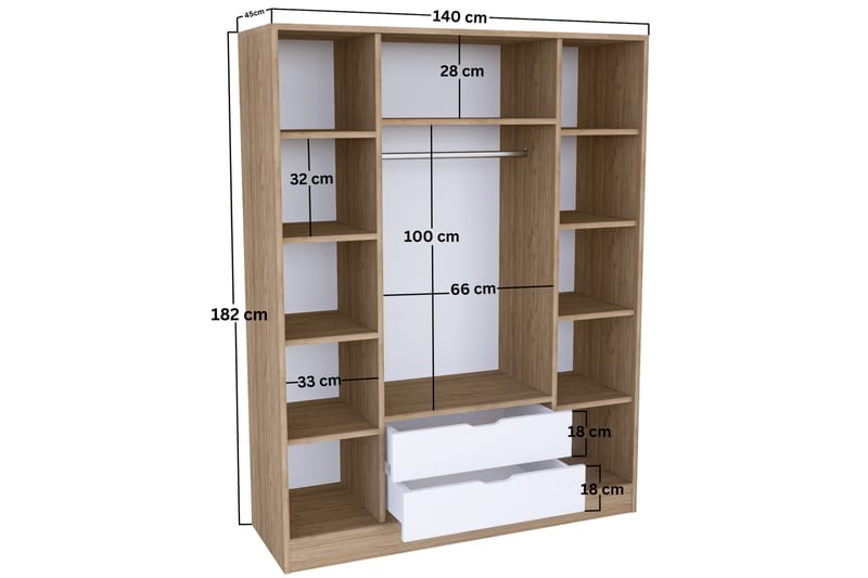 LIFAST Garderob 170x183 cm Ljusbrun/Vit - Förvaring - Sko- & klädförvaring - Garderober & garderobssystem