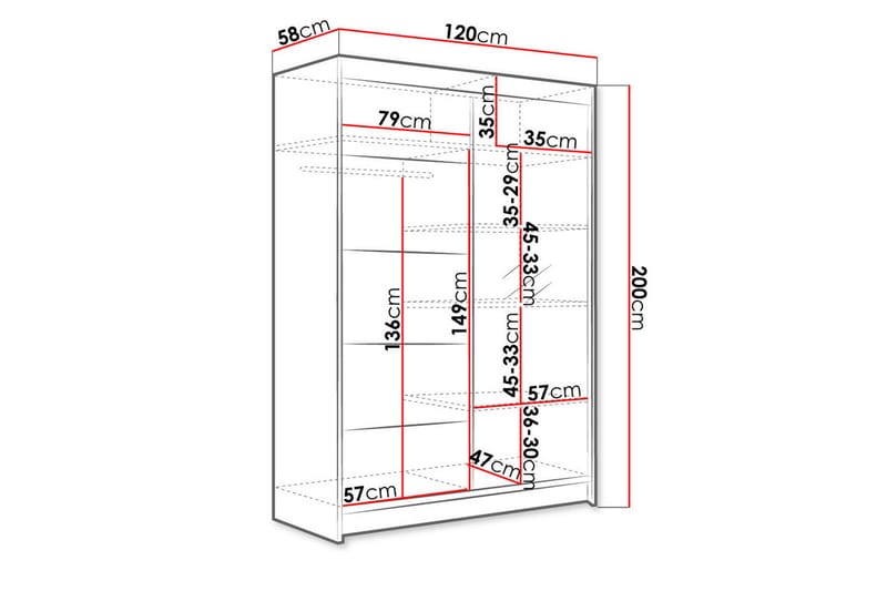 Liverpool Garderob med Spegel 120x200 cm - Beige - Förvaring - Sko- & klädförvaring - Garderober & garderobssystem