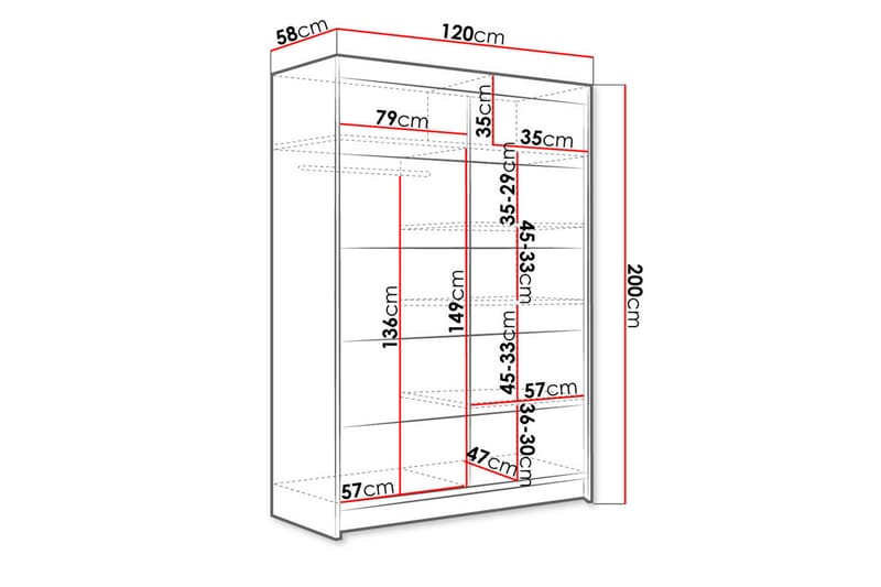 LUDGERSHALL Garderob 120x200 cm Brun/Vit - Förvaring - Sko- & klädförvaring - Garderober & garderobssystem