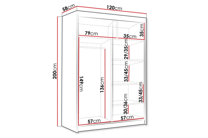 LUNGERN Garderob 120x200 cm Svart/Vit - Förvaring - Sko- & klädförvaring - Garderober & garderobssystem