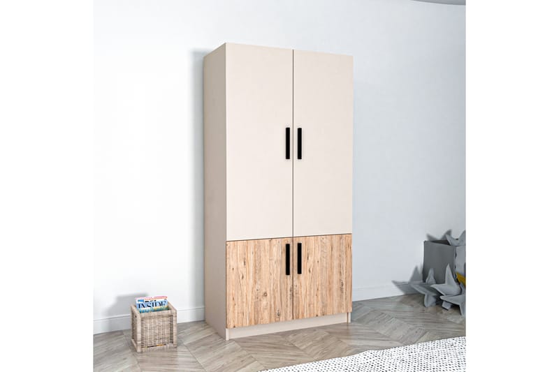 Newra Garderob 90x180 cm Brun/Beige - Förvaring - Sko- & klädförvaring - Garderober & garderobssystem