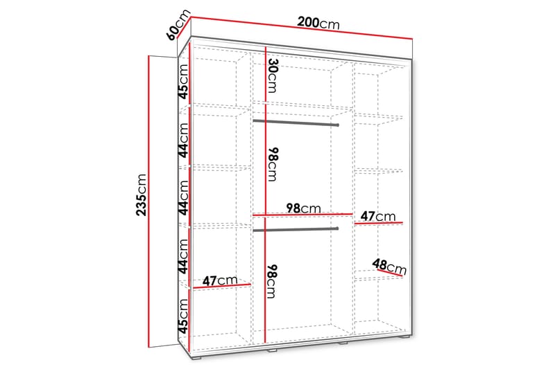 Norrebon Garderob med Spegel 200x235 cm - Beige - Förvaring - Sko- & klädförvaring - Garderober & garderobssystem