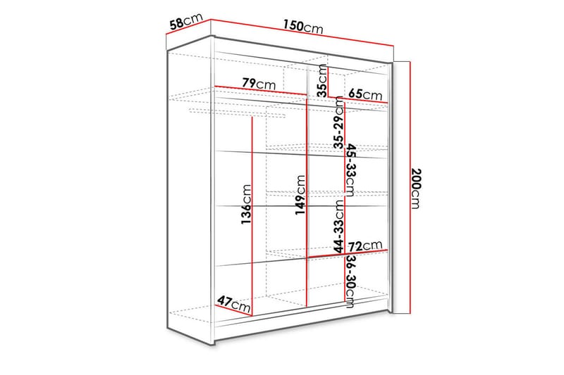 NORTHALLERTON Garderob 150x200 cm Brun/Vit - Förvaring - Sko- & klädförvaring - Garderober & garderobssystem