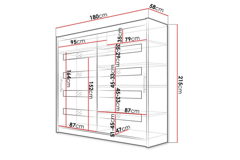 PRAG Garderob 180x215 cm Svart - Förvaring - Sko- & klädförvaring - Garderober & garderobssystem