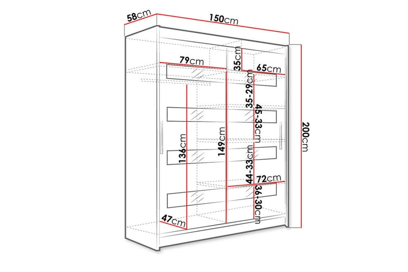 SIMRISLUND Garderob 150x200 cm Svart - Förvaring - Sko- & klädförvaring - Garderober & garderobssystem