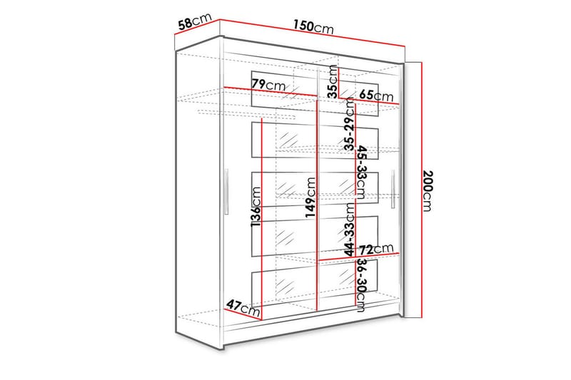 SIMRISLUND Garderob med Spegel 150x200 cm Vit - Förvaring - Sko- & klädförvaring - Garderober & garderobssystem