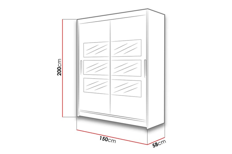 SIMRISLUND Garderob med Spegel 150x200 cm Vit - Förvaring - Sko- & klädförvaring - Garderober & garderobssystem