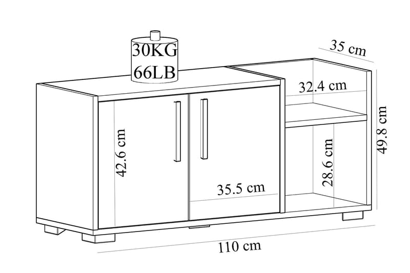 AGATEA Skoskåp 110x49,8 cm Blå - Vit - Förvaring - Sko- & klädförvaring - Skoförvaring