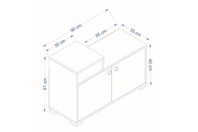 Astec Skoskåp 90 cm Ek/Vit - Förvaring - Sko- & klädförvaring - Skoförvaring