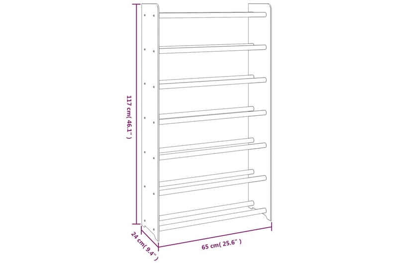 beBasic Skohylla brun 65x24x117 cm konstruerat trä - Förvaring - Sko- & klädförvaring - Skoförvaring