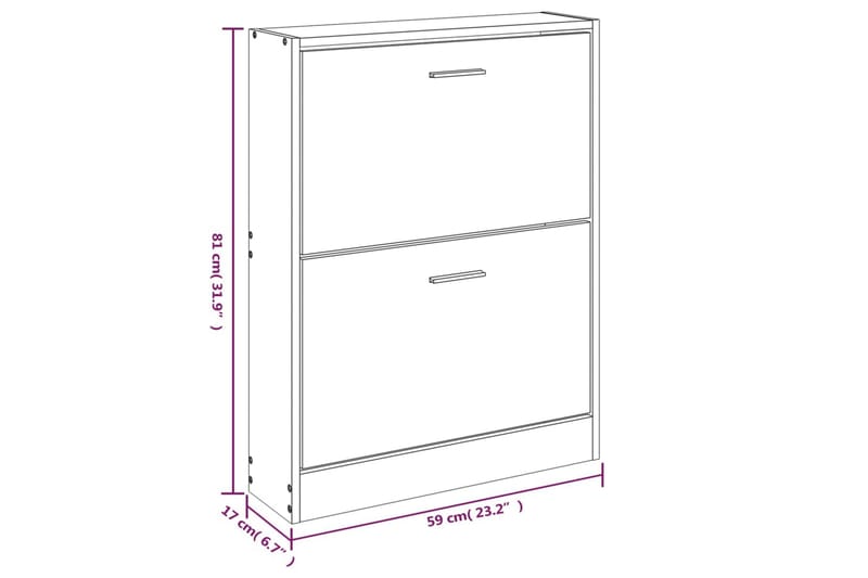 beBasic Skoskåp betonggrå 59x17x81 cm konstruerat trä - Förvaring - Sko- & klädförvaring - Skoförvaring