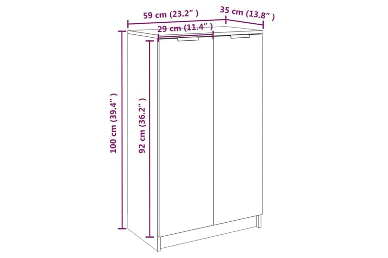 beBasic Skoskåp betonggrå 59x35x100 cm konstruerat trä - Förvaring - Sko- & klädförvaring - Skoförvaring