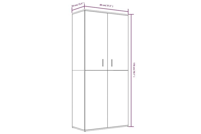 beBasic Skoskåp brun ek 80x39x178 cm konstruerat trä - Förvaring - Sko- & klädförvaring - Skoförvaring