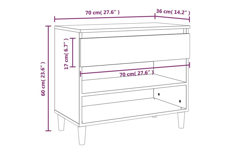 beBasic Skoskåp grå sonoma 70x36x60 cm konstruerat trä - Förvaring - Sko- & klädförvaring - Skoförvaring