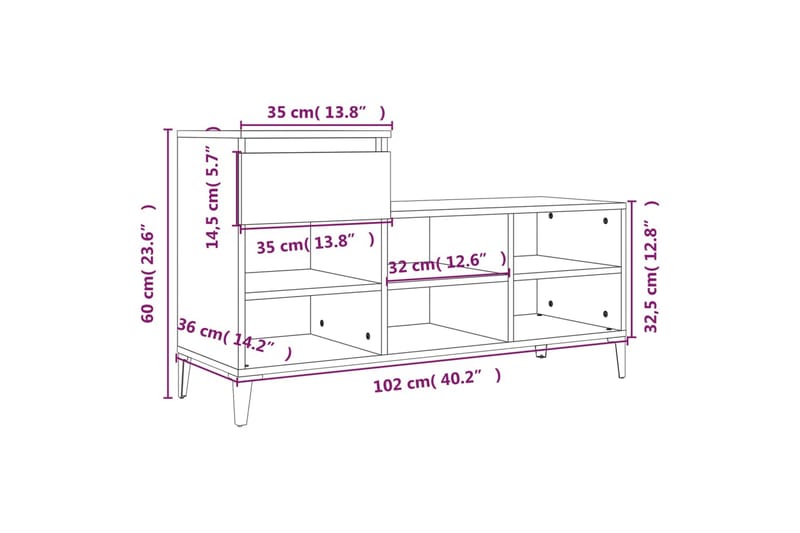 beBasic Skoskåp vit 102x36x60 cm konstruerat trä - Förvaring - Sko- & klädförvaring - Skoförvaring