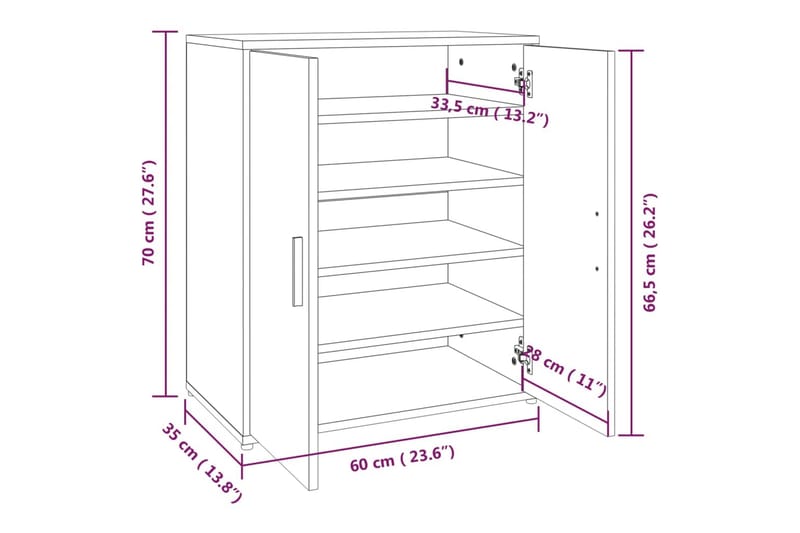 beBasic Skoställ brun ek 60x35x70 cm konstruerat trä - Förvaring - Sko- & klädförvaring - Skoförvaring