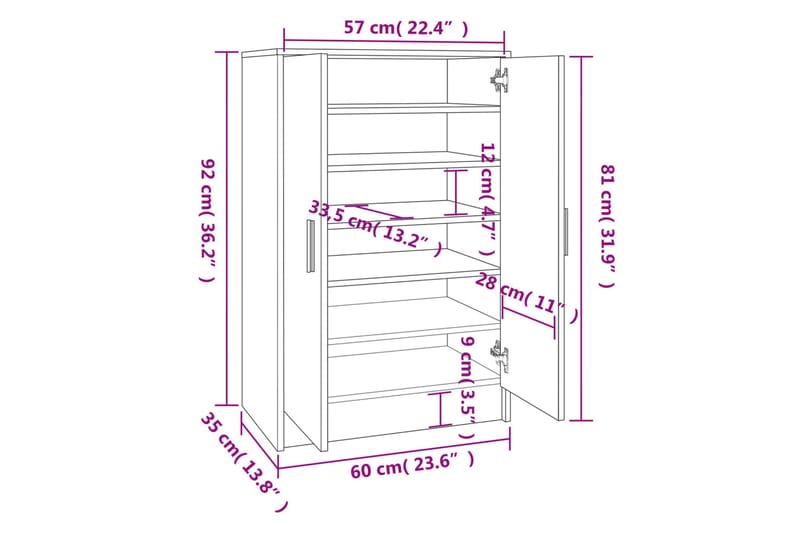 beBasic Skoställ brun ek 60x35x92 cm konstruerat trä - Förvaring - Sko- & klädförvaring - Skoförvaring