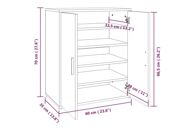 beBasic Skoställ grå sonoma 60x35x70 cm konstruerat trä - Förvaring - Sko- & klädförvaring - Skoförvaring