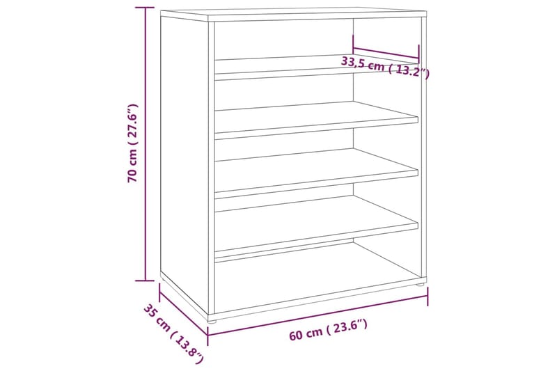 beBasic Skoställ rökfärgad ek 60x35x70 cm konstruerat trä - Förvaring - Sko- & klädförvaring - Skoförvaring