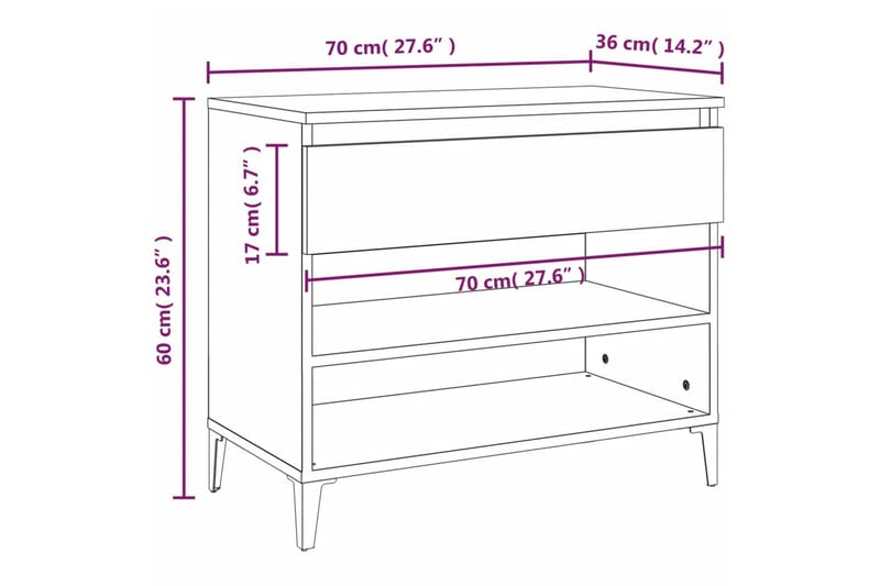 beBasic Skoställ rökfärgad ek 70x36x60 cm konstruerat trä - Förvaring - Sko- & klädförvaring - Skoförvaring