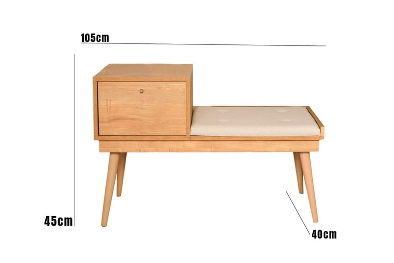 CONOVER Skobänk 105 cm Ek/Cream - Förvaring - Sko- & klädförvaring - Skoförvaring