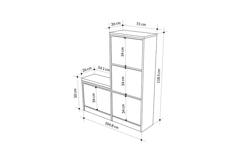 Dude Skoskåp 105 cm Mörkbrun - Förvaring - Sko- & klädförvaring - Skoförvaring