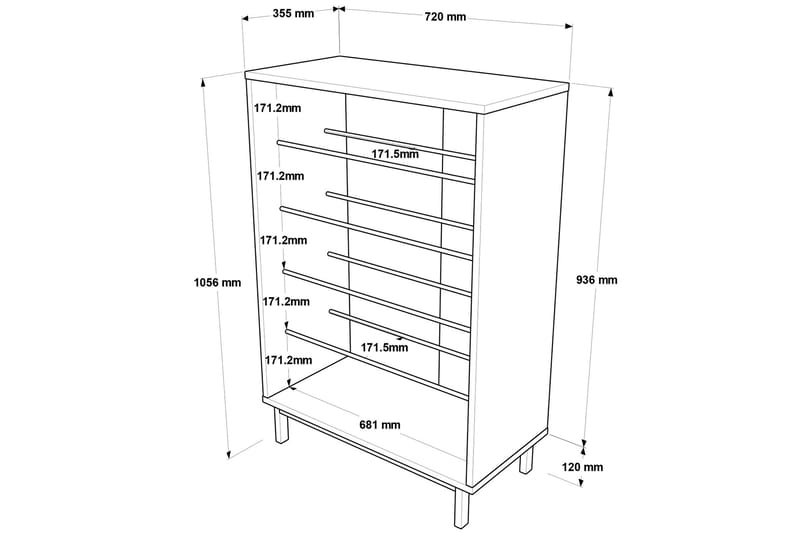 Fritzgerald Skoskåp 72 cm Antracit - Förvaring - Sko- & klädförvaring - Skoförvaring