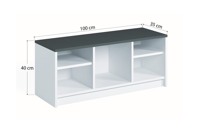 HARINGEY Skoskåp 100x35 cm Vit/Antracit - Förvaring - Sko- & klädförvaring - Skoförvaring